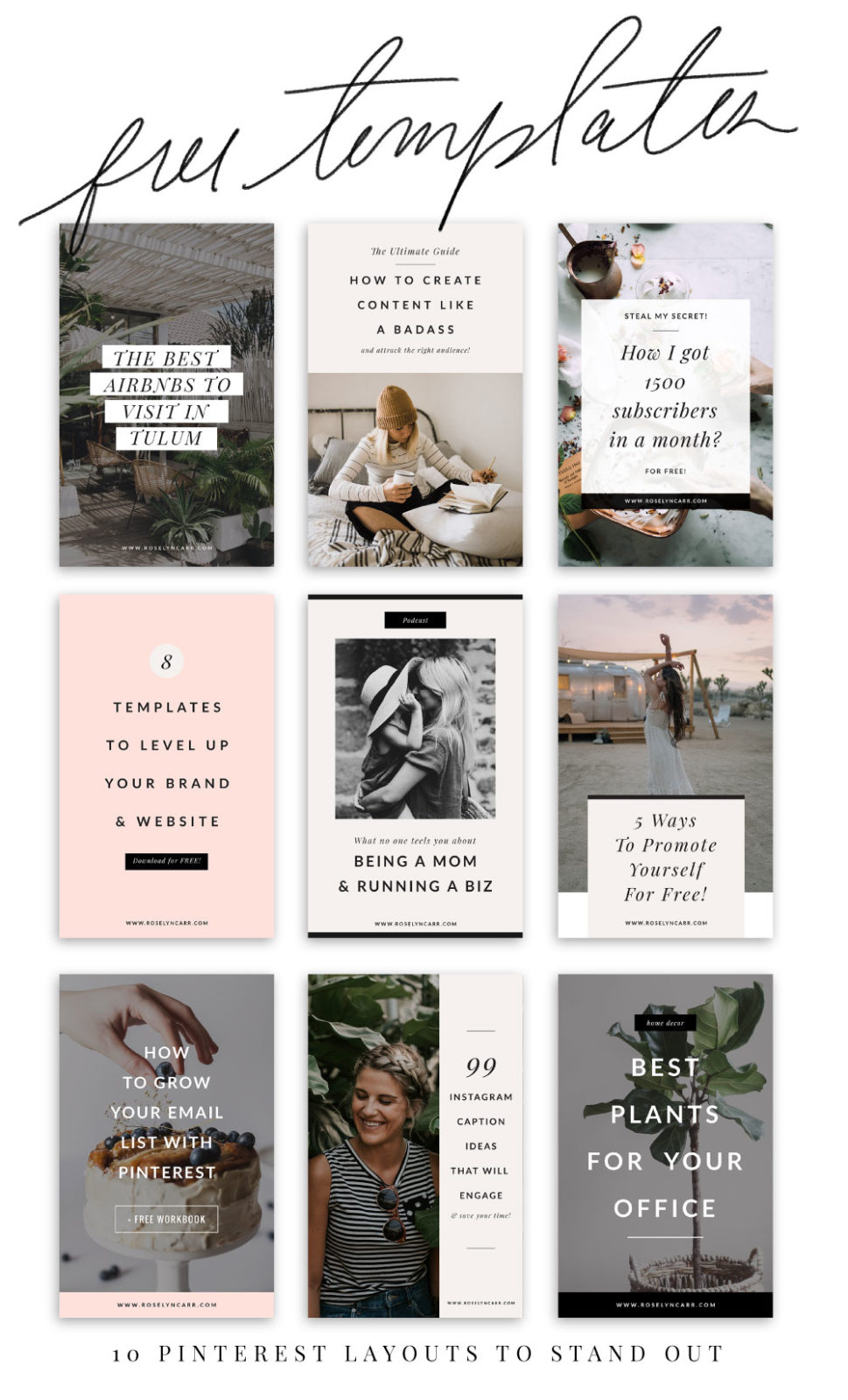 10 Free Pinterest Layouts to stand out - free download